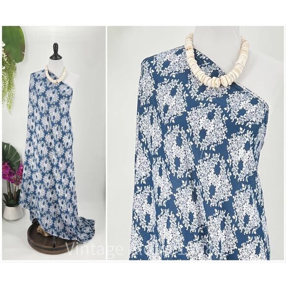 Blue/White Hawaiian Quilt Design MAXI SARONG Kīkepa Pareo Beach Wrap Skirt - Picture 2 of 4